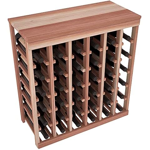 Wine Racks America Living Series Table Top Wine Rack - 36 Bottle Durable and Modular Wine Storage System, Solid Premium Redwood (Unstained) Cover