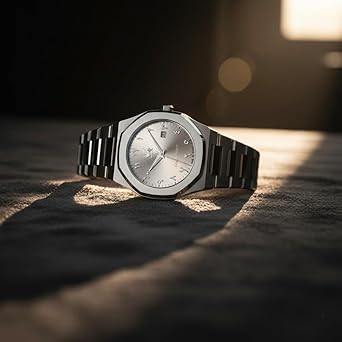 R&M ORIENT Orologio Uomo Acciaio 316L - Quadrante Con Numeri Arabi E Calendario Arabo, Vetro Zaffiro, 5 ATM