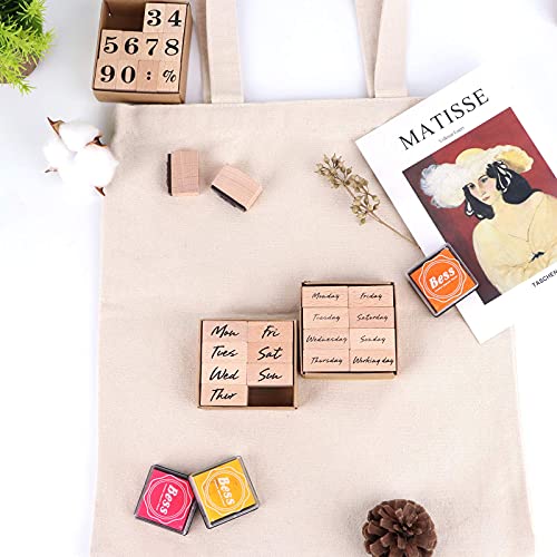 Vintage Wooden Rubber Stamps, Dedoot 52 Pcs Date Stamps Vintage Wooden Month Week And Number Stamps For Card Making Painting Teaching #TOP7