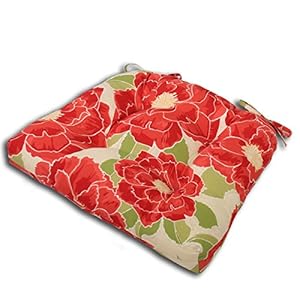 Comfort Classics Set of 2 Outdoor Patio Wicker Seat Cushion, 20" W x 17" D x 3" H. Polyester Fabric Red Posey Inc. Comfort Classics Set of 2 Outdoor Patio Wicker Seat Cushion 20 W x 17 D x 3 H Polyester Fabric Red Posey Inc
