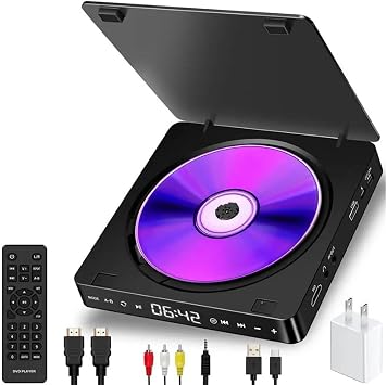 CD Player Home DVD/VCD Hd Video DVD Player HiFi Stereo Speakers 1080P Portable DVD Player for TVUS Plug