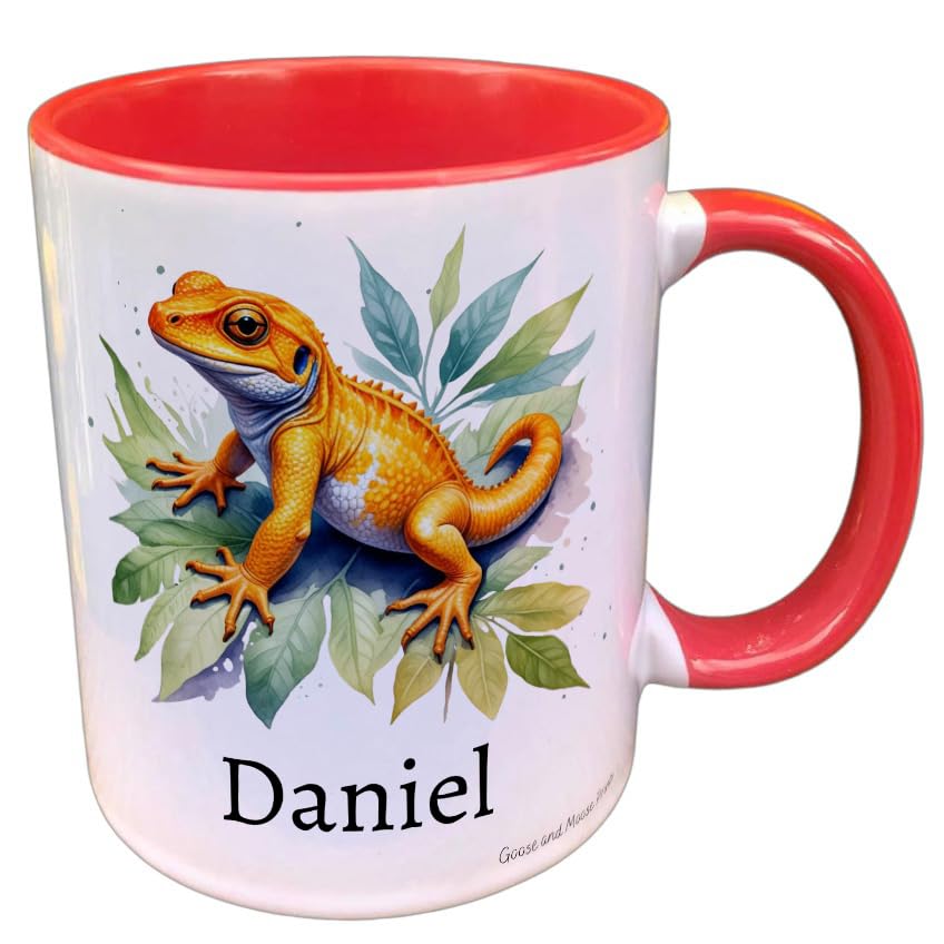 Personalised Lizard Mug, Gift for Reptile Lover, Thank you Present for Geko Owner, Housewarming Coffee Cup, Country Kitchenware (Blue)