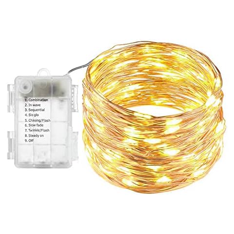 DDUP Led String Lights 100 LEDs Decorative Fairy Battery Powered String Lights, Copper Wire Light for Bedroom,Wedding(33ft/10m Warm White) Cover