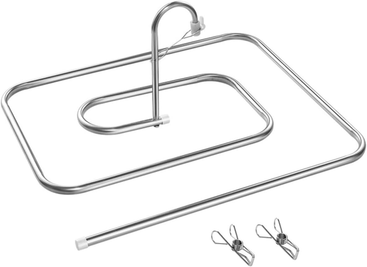 Hemoton Spiral Laundry Hanger Stainless Steel Thickened Quilt Rack with 3 Pieces Set (1 Hanger + 2 Clips) Large Blanket Drying Rack for Indoor and Outdoor Use