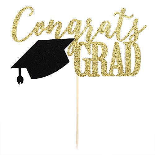 Palasasa Congrats Grad Cake Topper , 2023 Graduate Party Decorations (Gold 6.6Inch) #TOP3