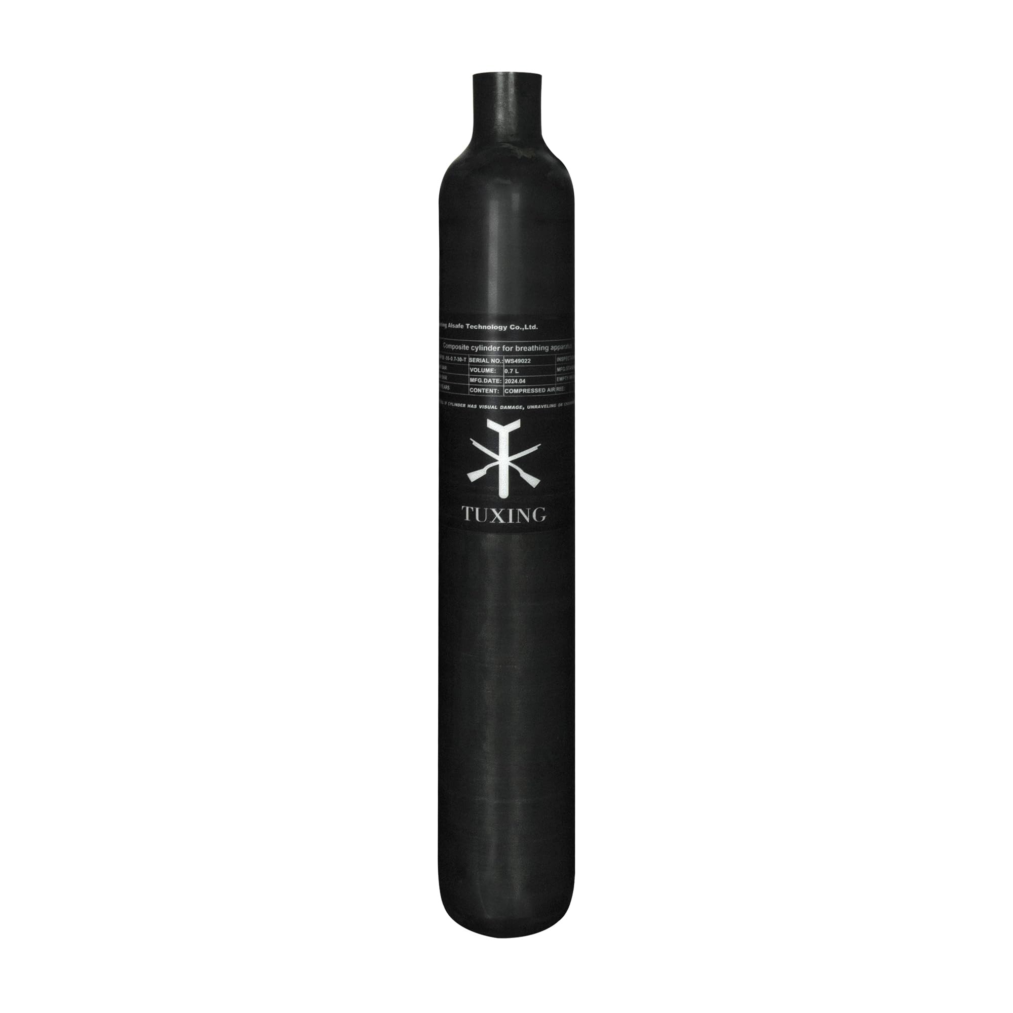 TUXING PCP Air Tank 0.7L 42Cu in 700cc, 4500Psi Carbon Fiber HPA Tank, Tauchgasflasche, für PCP Paintball Air Gun Daystate und FX Gewinde M18*1.5