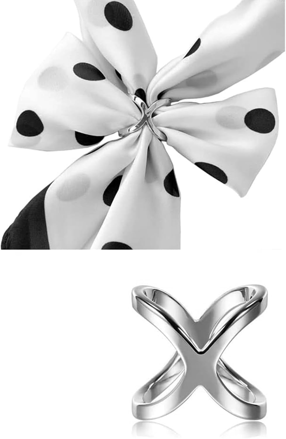 JinYu 10 Pcs Scarf Ring Scarf Clips,Scarf Ring Clip Scarf Slide Buckle for Women Silver image 2