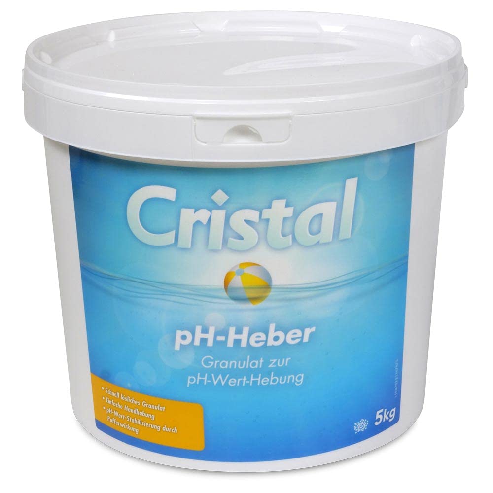 Cristal pH-Heber Granulat 5 kg - Einfache Handhabung - Top Wirkung - Pufferwirkung für stabilen pH-Wert - pH+ Optimierung als Basis der Wasserpflege