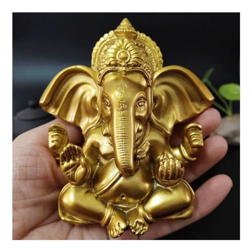 JOSUR Goldener Lord Ganesha Statue Buddha Elefant Gott Skulpturen Handgegebener Harzhandwerk, for Heimgarten Dekoration Buddha Statuen