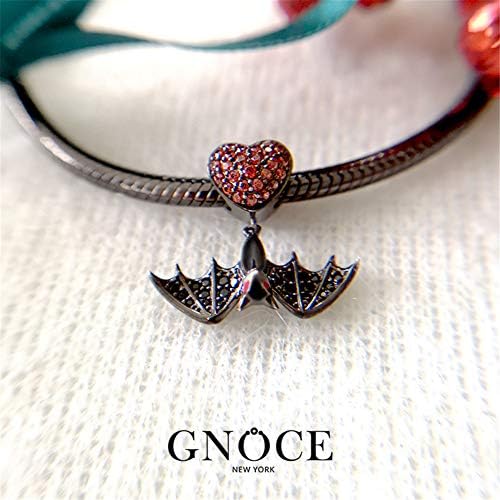 GNOCE Charms Bracelet Sterling Silver Black Plated Snake Chain with Spider Web Skull Charm Pendant Forever Love Basic Charm Bracelet with Clasp Jewellery Gift for Women Mens