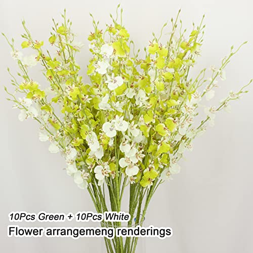 Jtgjin Orchids Artificial Flowers Silk Fake Flowers Faux Dancing Lady Orchids Long Stem Bulk 10 Pcs Wedding Home Party Indoor Decoration Table Arrangement Decor (Green Gradient) (Twlan-10) #TOP6