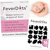 FeverDots (Shapes 16 Count) FeverAlert for Kids & Adults – Turns Pink at 99°F Giving an Early Visual Cue of Elevated Temperature–Easier to Read Than Fever Strips for Forehead.