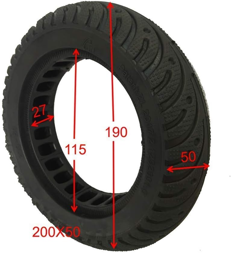 Electric Scooter Tire 200X50 Honeycomb Tire Puncture-Proof Hollow Shock-Absorbing Rubber No Inflation Suitable for 8-Inch Balance Bike 2Pcs,Safe and Comfort