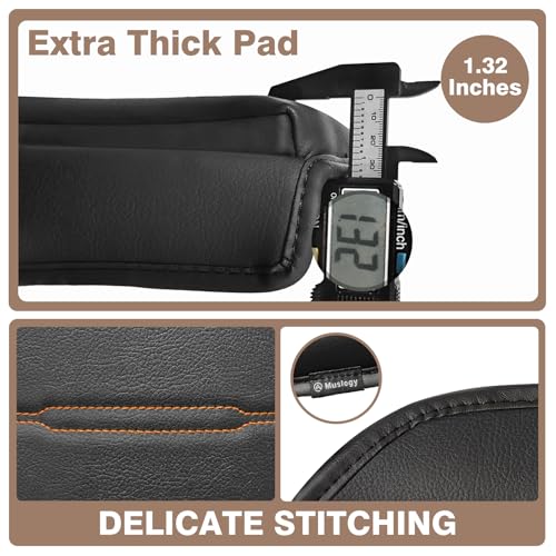 Muslogy Center Console Armrest Cover Fit for Honda CR-V 2023+ & CRV Hybrid Accessories, Comfort Armrest Pad Console Lid Cushion Vegan Leather 1-Inch Extra Thick (Black/Organge Trim) by Muslogy - Image 3