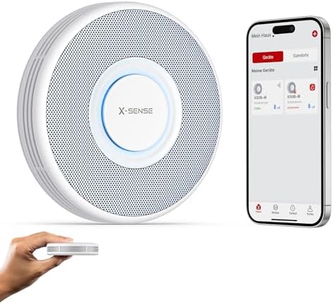 X-Sense WLAN-Rauchmelder mit Sprachalarm, XS0B-iR, 1 Stück | Direkte WLAN-Verbindung und App-Benachrichtigungen; Sprachansagen mit 17 Standorten; nur 33 mm dünn