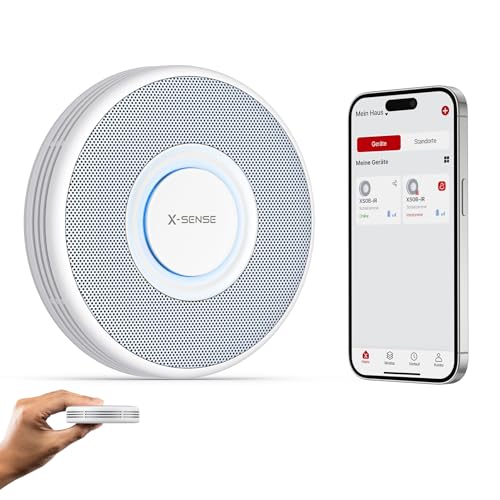 X-Sense Intelligenter WLAN-Rauchmelder mit Sprachalarmsystem und 17 Standorten, Feuermelder, Rauchwarnmelder, nur 33 mm dünn, XS0B-iR, 1 Stück