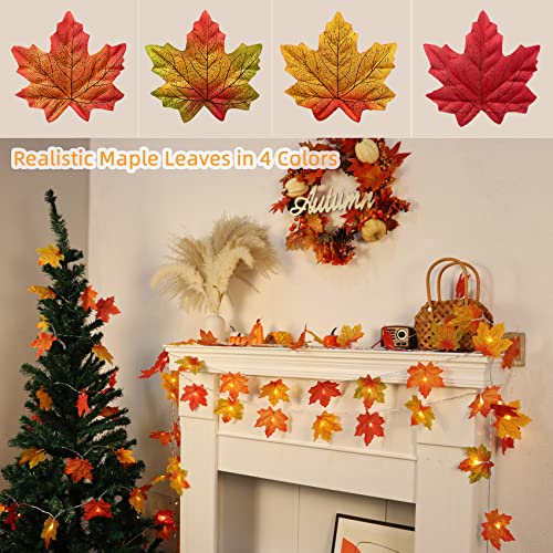 Thanksgiving Fall Decor Multicolored Maple Leaf Lights, 10Ft 20Led Lights Battery Operated Fall Leaves Garland With Lights Door Porch Wedding Autumn Lights String Home Decor Indoor Outdoor Decorations #TOP1