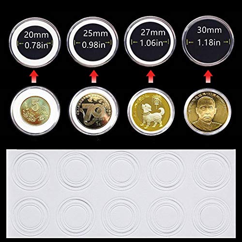 Aitime 100 Pieces 30Mm Coin Holder Capsules And 4 Sizes (20/25/27/30 Mm) Eva Protect Gasket,Round Plastic Coin Case Album With Storage Organizer Box For Coin Collection Supplies #TOP2