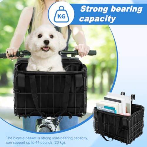 Foldable Bike Basket, Front & Rear Bicycle Basket with Removable Liner Bag, Heavy Duty Rack Cargo Storage Basket for Most Bikes and E-Bike, Scooter, Max. Load 40Lbs - Thumbnail 3