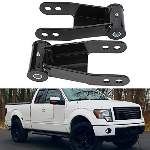 Qiilu 2pcs 1"-2" Lowering Drop Shackles Kit for Ford F150 2004 2005 2006 2007 2008 2009 2010 2011 2012 2013 2014 Adjustable Lowering Parts Kit