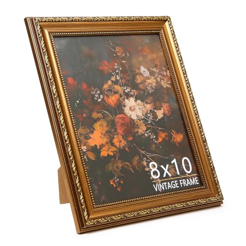 ASTRDECOR 8x10 Picture Frame, Vintage Bronze Gold Picture Frame for Tabletop & Wall Mount, Antique Photo Frame 8 x 10 for Living Room, Bedroom, Office or Gallery Wall, Retro Home Decoration Gift - 1 Pack