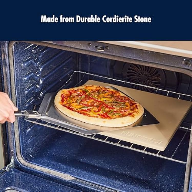 HENCKELS BBQ Pizza Stone for Oven and Grill, Cordierite Baking Stone for Crispy Crust, Heavy Duty Ceramic Stone for Outdoor Pizza Cooking, White