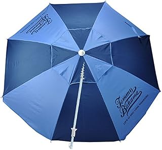 Tommy Bahama 7 ft Fiberglass Beach Umbrella for Sand with Integrated Anchor, Telescopic