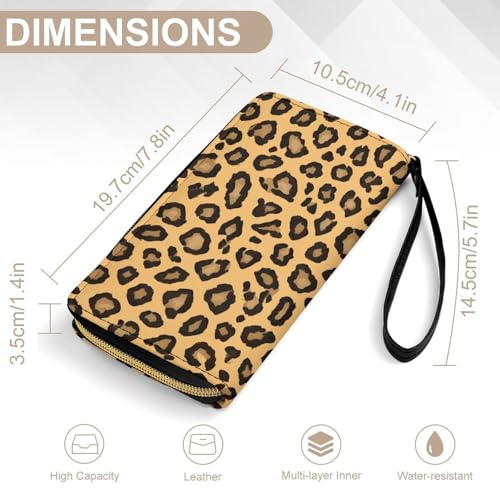 Leopard Print Women's Wallet Wristlet Zipper Purse with Hand Strap Travel Credit Card Holder for Daily Use Gifts2