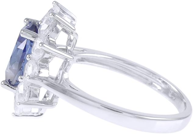 Jewel Zone US 4.50 Ct Oval Simulated Blue Sapphire 925 Sterling Silver Solitaire Engagement Ring