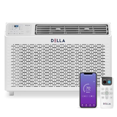 DELLA 12000 BTU 115V/60Hz Energy Saving Window Air Conditioner, Whisper Quiet AC Unit with WIFI Smart Controls, Remote, Dehumidifier, Fan, Cools Up to