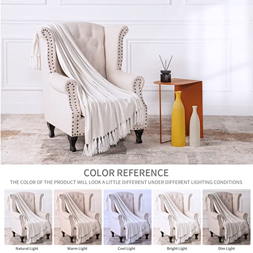 Freshmint Throw Blanket Soft Fluffy Chenille With Decorative Tassel Fringe For Home Decor Sofa Couch Bed Gift 60 X 50 Inch, White #TOP4
