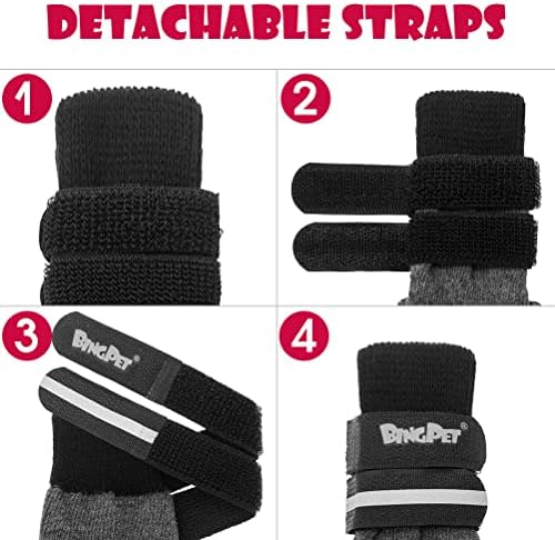 BINGPET Dog Socks Anti-Slip with Straps Paw Protector Traction Control Waterproof for Indoor Outdoor Wear
