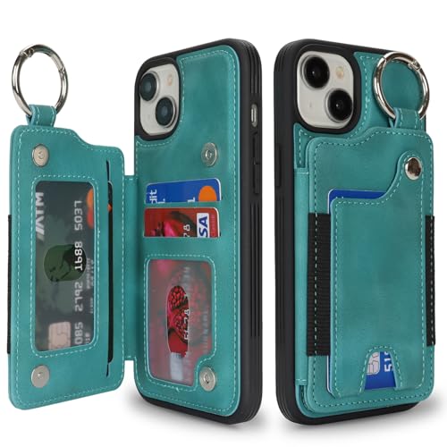 Étui portefeuille iPhone 14 Plus pour femme sacoche urbaine avec porte-clés