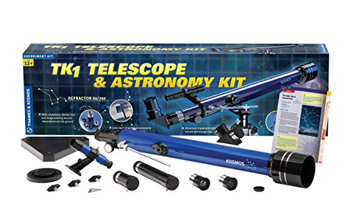 Thames & Kosmos Tk1 Telescope Plus Astronomy Educational Science Kit | Refractor 60/700 | Aluminum Full Size Tripod With Altazimuth Mount | 35X, 70X, 140X Power | Parents' Choice Recommended #TOP2
