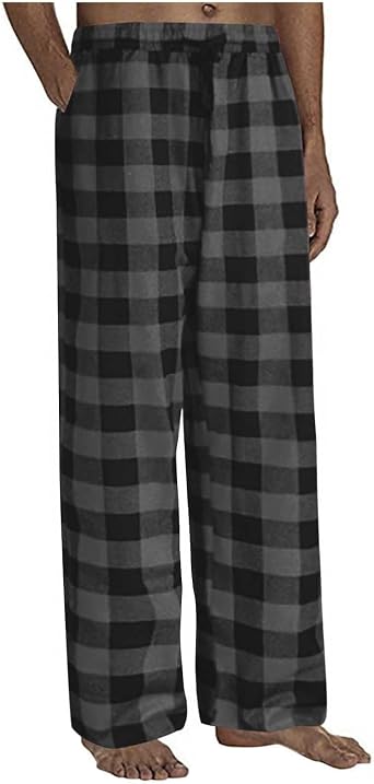 Mens Christmas Pajama Pants Sleepwear Lounge Pants Drawstring Elastic Lightweight Straight Leg Pj Pants with Pocket