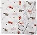 lulujo Baby Cotton Muslin Swaddling Blanket, Forest Friends