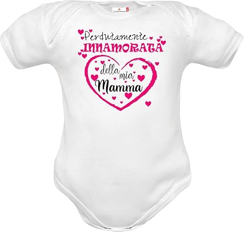 body neonato frase innamorato mamma - idea regalo nascita festa della mamma compleanno - body azzurro manica corta 3 mesi
