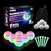 KINGTOP Upgraded Glow in The Dark Golf Balls – Super Bright Light Up LED Golf Ball – with Glow Golf Tees and Storage Bag – Fun Night Golfing Gift for Men and Women | Backyard Putting Greens