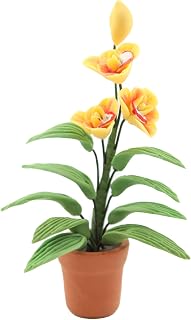 Melody Jane Dolls House Yellow Lilly Flower in Terracotta Plant Pot Kitchen Garden Accessory