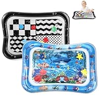PandaEar 2 Pack Water Play Mat for Babies Floor, Inflatable Water Tummy Time Mat 0 3 6 12 Months, Water Pad Baby Sensory Mat, Baby Tummy Time Water Mat for Girl Boy Kids Infants Newborn