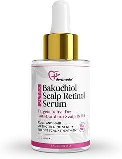 Dermveda Ultra Bakuchiol Scalp Retinol Serum with Ashwagandha, Turmeric for Sensitive Scalp, Hair Strengthning Serum - 2 Fl.oz