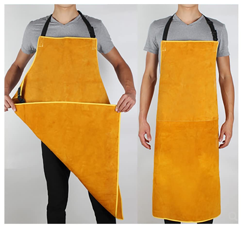 Tablier de soudage Tablier De Soudage De La Peau De Vache, Tablier De Travail Ignifuge Résistant À La Chaleur, Tablier en Cuir Unisexe (Color : Yellow, Size : 70x100cm)