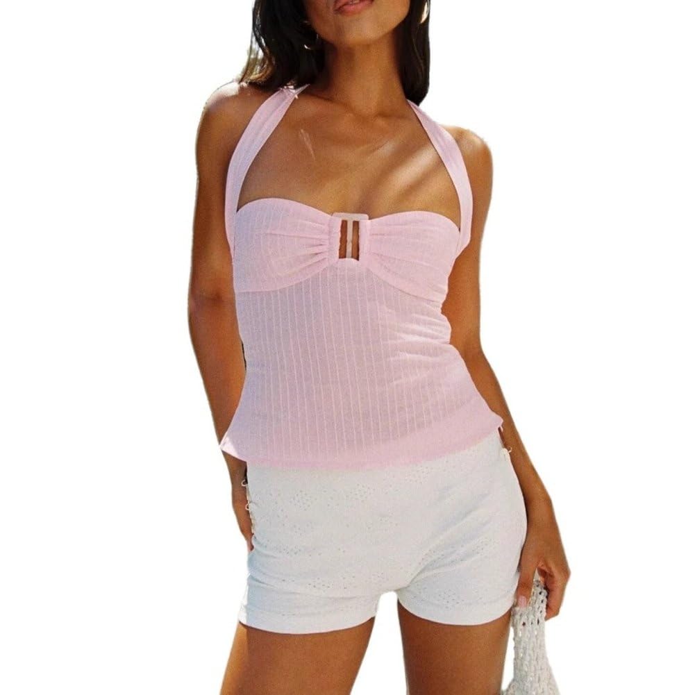 Dos Nu Dos Nu Crop Top Pour Femmes Coupe Slim À Lacets Sexy Plage Vacances Camisole Tops