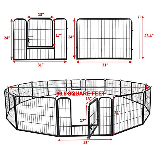 ZENY Dog Playpen 24 Inch 16 Panels, Heavy Duty Pet Dog Pen Indoor, Metal Dog Fence with Doors, Foldable Animal Outdoor… - Image 7