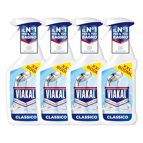 Viakal Anticalcare Spray Classico, Rimuove Fino al 100% Calcare, 4x 800ml | Rimuove fino al 100% de calcare