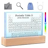 Periodic Table with Real Elements Inside, Acrylic Periodic Table Display with 83 Real Elements Samples, with 7 Color Inlays Craft, Gift for Students, Teacher, Science Lovers (8.3L x 5.5W)