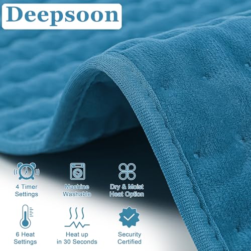 Image of Heating Pad,Electric Heating Pads,Heating Pad for Back,Blue,33x17 Inch | Heating Pads for Shoulder,Neck,Abdomen,Knee,Arms,Legs,Heat Pad for Birthday Father Mother Gift Women Men,6 Heat Settings