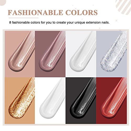 Saviland Poly Gel Nail Kit 8 Colors With 96W U V Nail Lamp And 120Ml Slip Solution Kit #TOP3