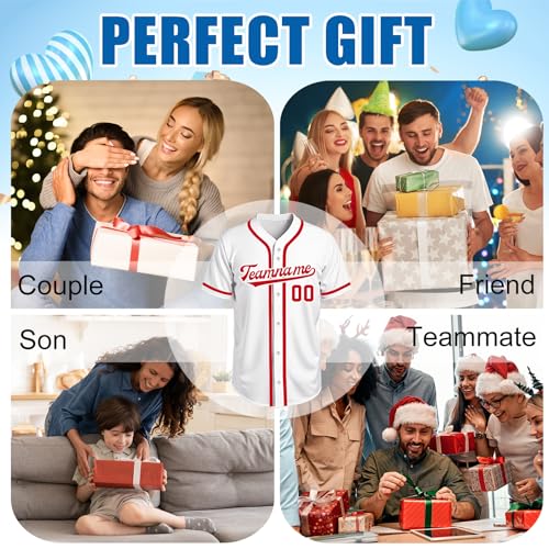 Image of Custom Baseball Jersey Personalized Stitched or Printed Name Number Baseball Shirt Sports Uniform Gifts for Men Women Youth