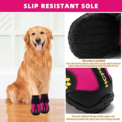 Hcpet Dog Shoes, Dog Boots For Large Dogs, Waterproof Dog Booties Paw Protector For Summer Hot Pavement, Winter Snowy Day, Outdoor Walking, Indoor Hardfloors Anti Slip Sole Pink Size 8 #TOP6